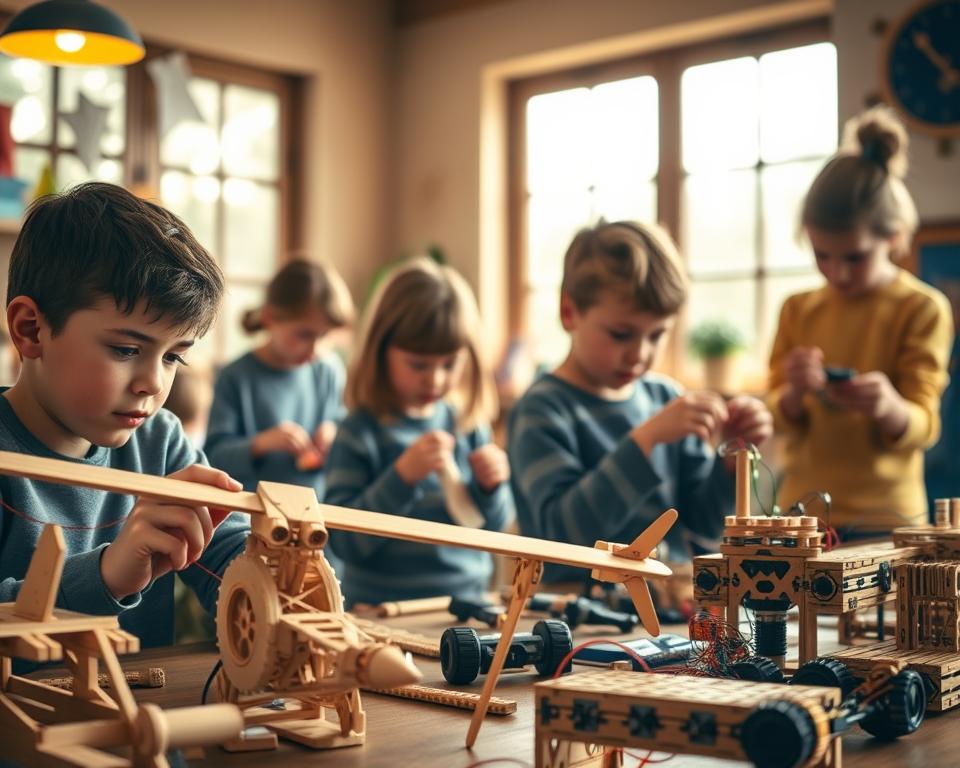 STEM learning with wooden kits