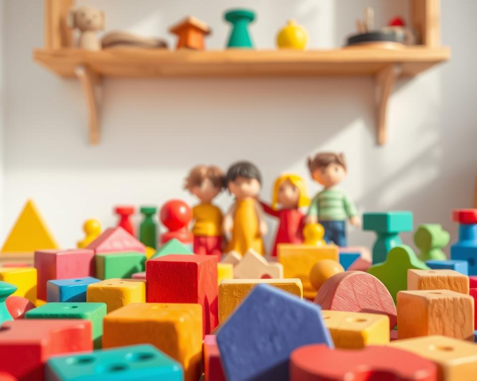 Vibrant wooden toys in a sunlit room, capturing the essence of color recognition for children. A foreground of brightly painted blocks, shapes, and puzzles, carefully crafted with smooth textures. In the middle ground, a group of whimsical figures, their expressions filled with childlike wonder. The background features a warm, natural-toned wooden shelf, showcasing the timeless beauty of these handcrafted playthings. Captured with a high-resolution digital camera and a macro lens, highlighting the intricate details and rich hues that make wooden toys stand out as engaging learning tools. Vibrant wooden toys in a sunlit room, capturing the essence of color recognition for children. A foreground of brightly painted blocks, shapes, and puzzles, carefully crafted with smooth textures. In the middle ground, a group of whimsical figures, their expressions filled with childlike wonder. The background features a warm, natural-toned wooden shelf, showcasing the timeless beauty of these handcrafted playthings. Captured with a high-resolution digital camera and a macro lens, highlighting the intricate details and rich hues that make wooden toys stand out as engaging learning tools.