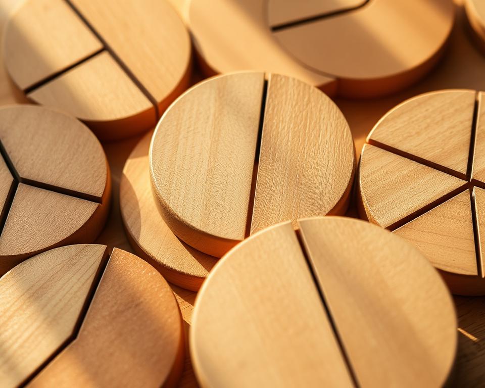 wooden fraction circles